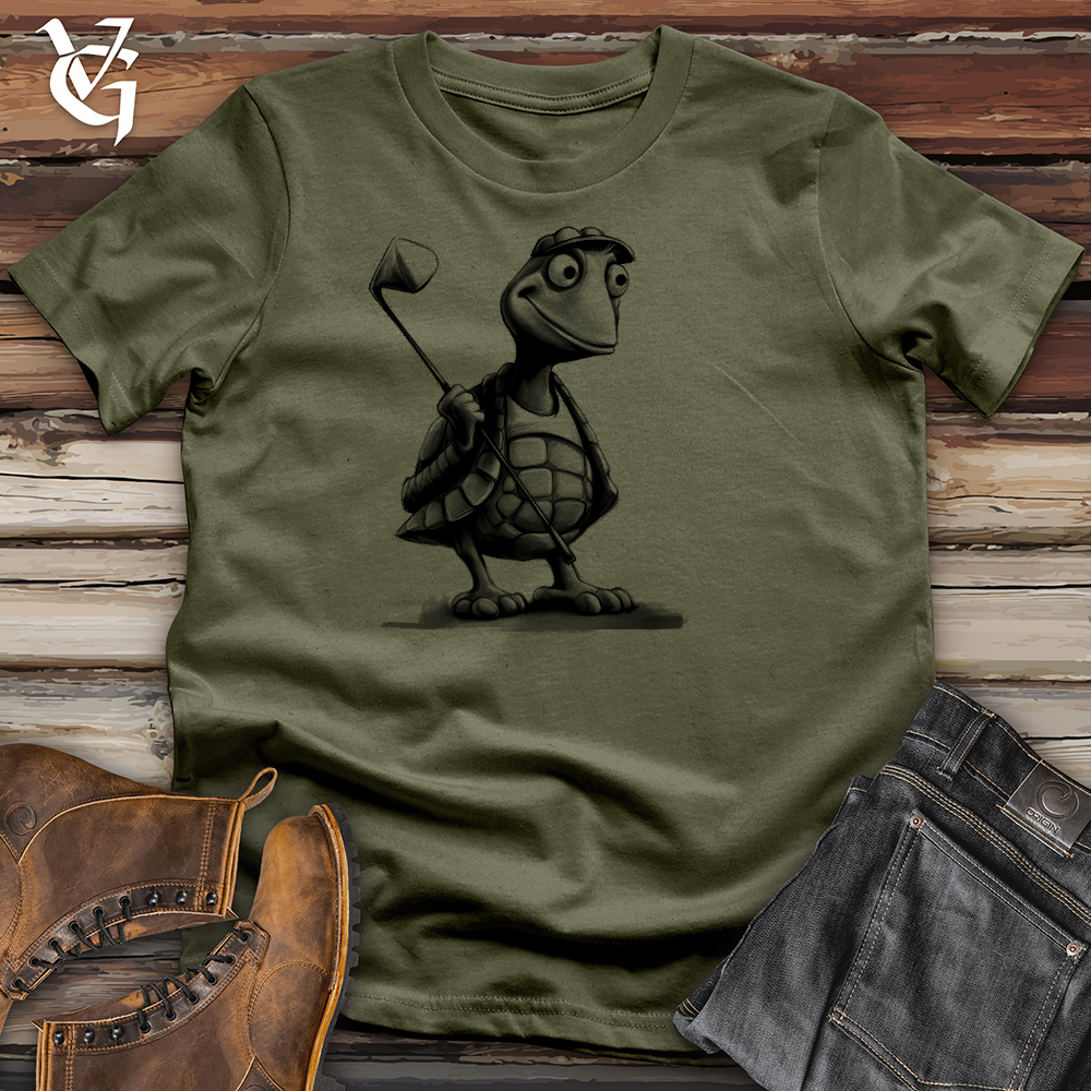 Viking Goods Gone Golfing Turtle Cotton Tee Military Green / L