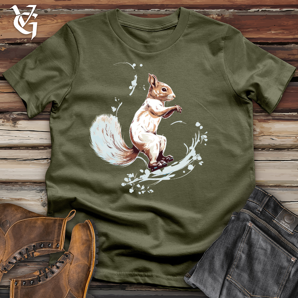 Viking Goods Graceful Ice Skating Squirrel Cotton Tee Military Green / L