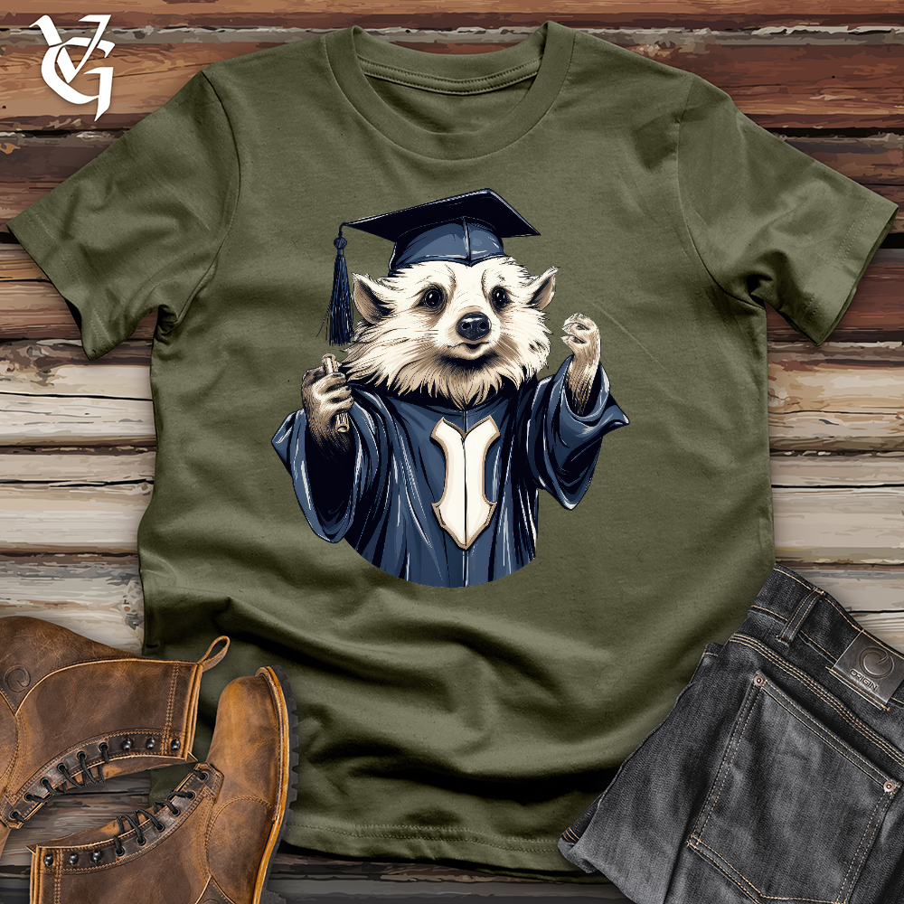 Viking Goods Graduating Hedgehog Cotton Tee Military Green / L