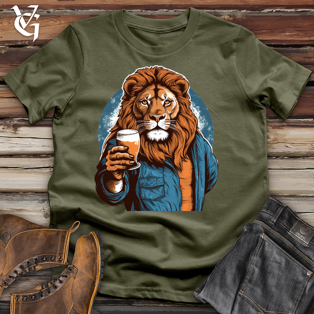 Viking Goods Happy Hour Lion Cotton Tee Military Green / L