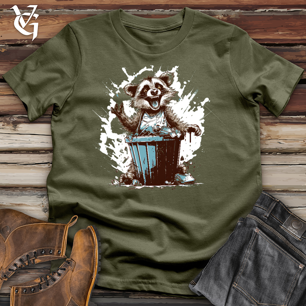 Viking Goods Happy Raccoon Cotton Tee Military Green / L