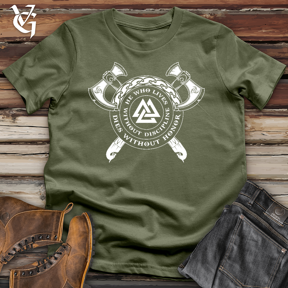 Viking Goods He Who Lives Without Discipline Softstyle Tee Military Green / L