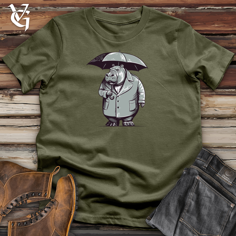 Viking Goods Hippopotamus River Drizzle Umbrella Haven Cotton Tee Military Green / L