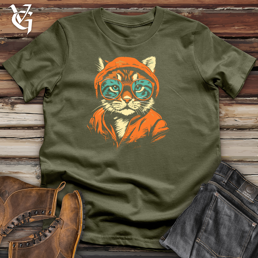 Viking Goods Hipster Cat Attitude Cotton Tee Military Green / L