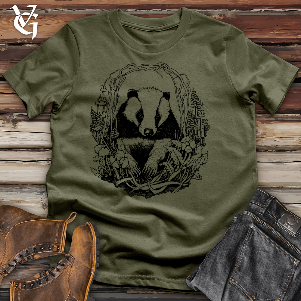 Viking Goods Honey Badger Wreath Cotton Tee Military Green / L