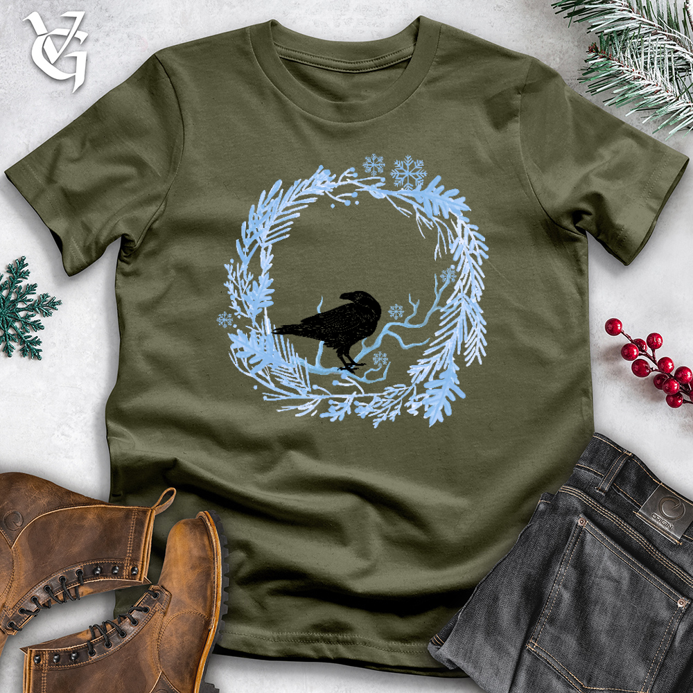 Viking Goods Icy Branches Raven Cotton Tee Military Green / L