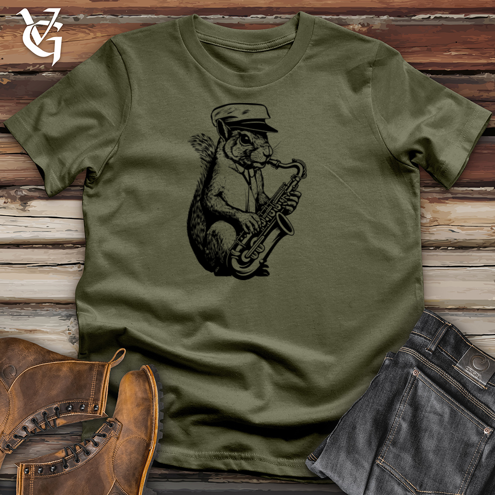Viking Goods Jazzy Squirrel Serenade Cotton Tee Military Green / L