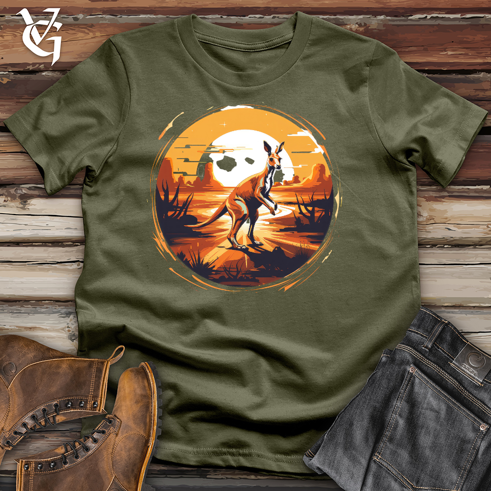 Viking Goods Kangaroo Sunset Cotton Tee Military Green / L