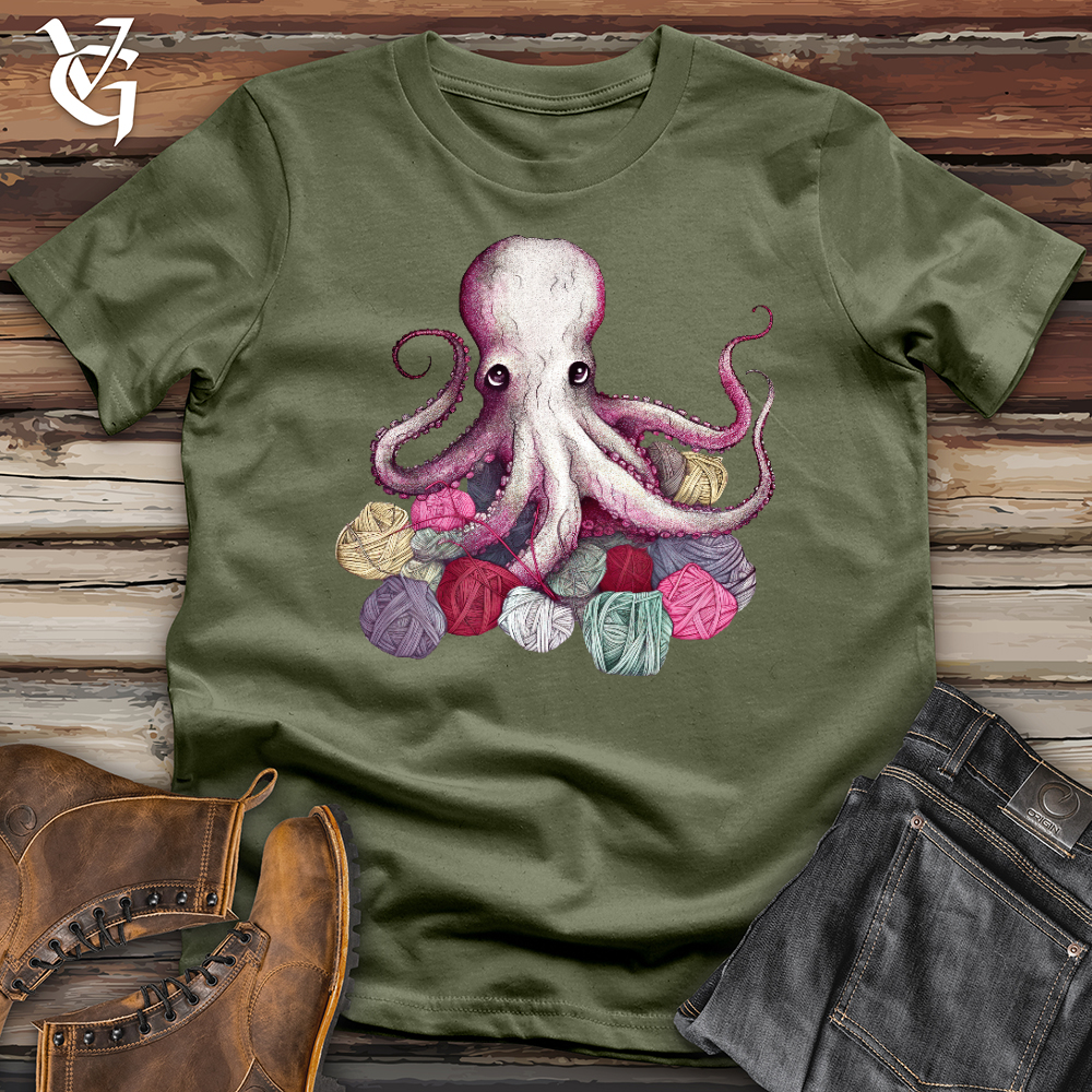 Viking Goods Knitting Octopus Softstyle Tee Military Green / L