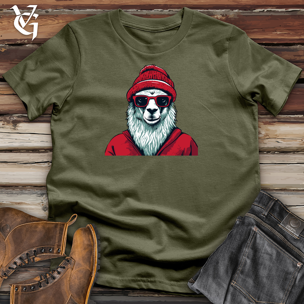 Viking Goods Llama Cozy Vibes Cotton Tee Military Green / L