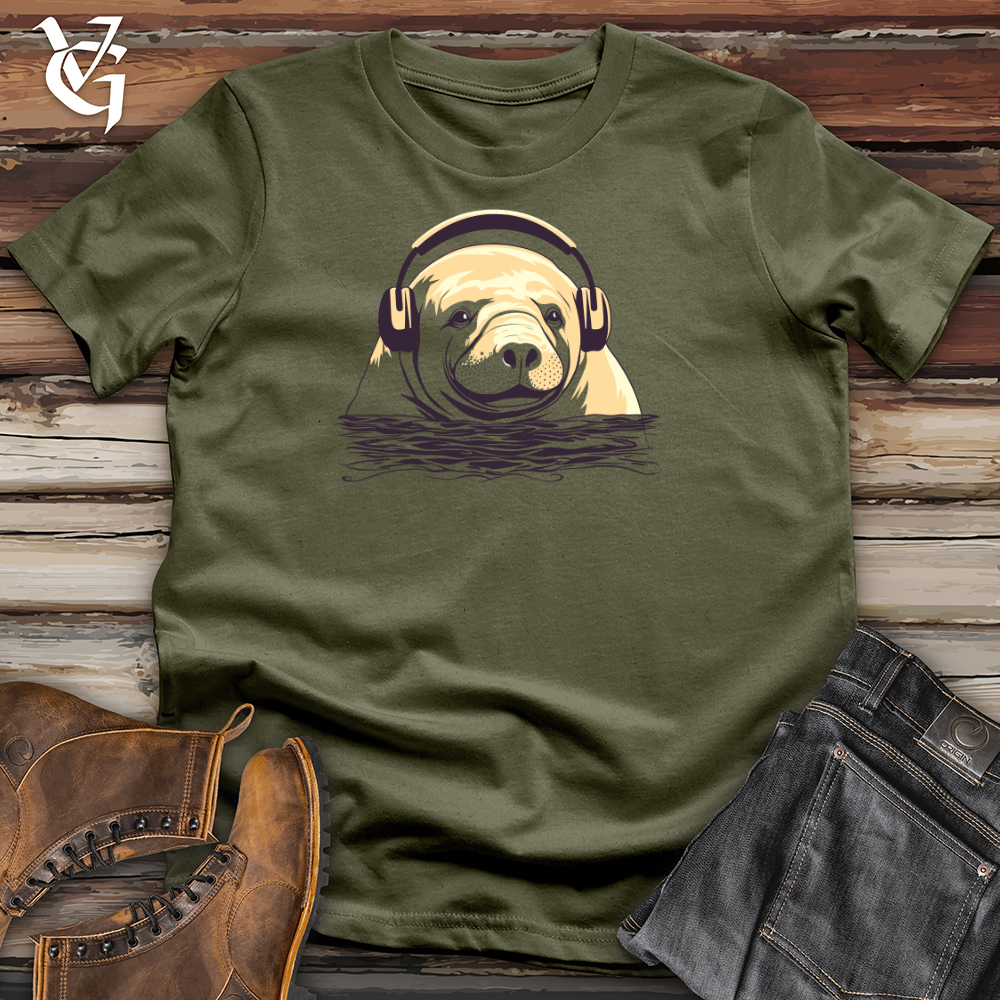 Viking Goods Manatee Headphone Bliss Cotton Tee Military Green / L