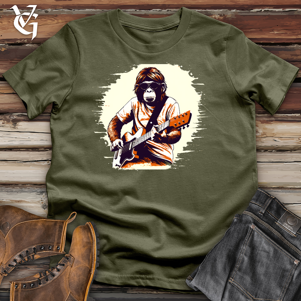 Viking Goods Monkey Playing Guitar Cotton Tee Military Green / L