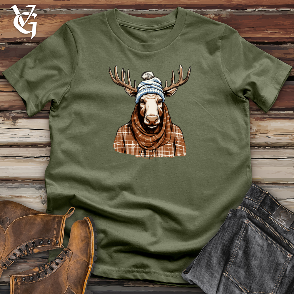 Viking Goods Moose Cozy Antler Beanie Comfort Softstyle Tee Military Green / L