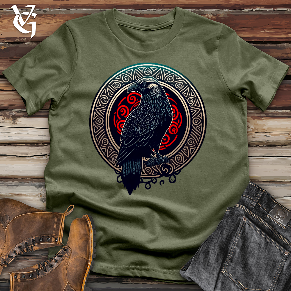 Viking Goods Mosaic Red Raven Softstyle Tee Military Green / L
