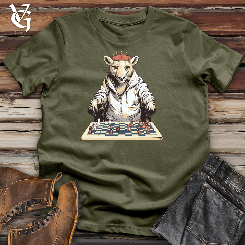 Viking Goods Mouse Playing Chess Cotton Tee Military Green / L