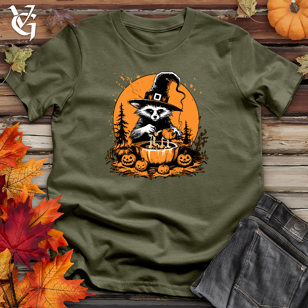 Viking Goods Mystic Cauldron Raccoon Cotton Tee Military Green / L