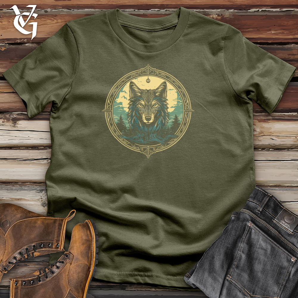 Viking Goods Mystic Wolf Compass Cotton Tee Military Green / L