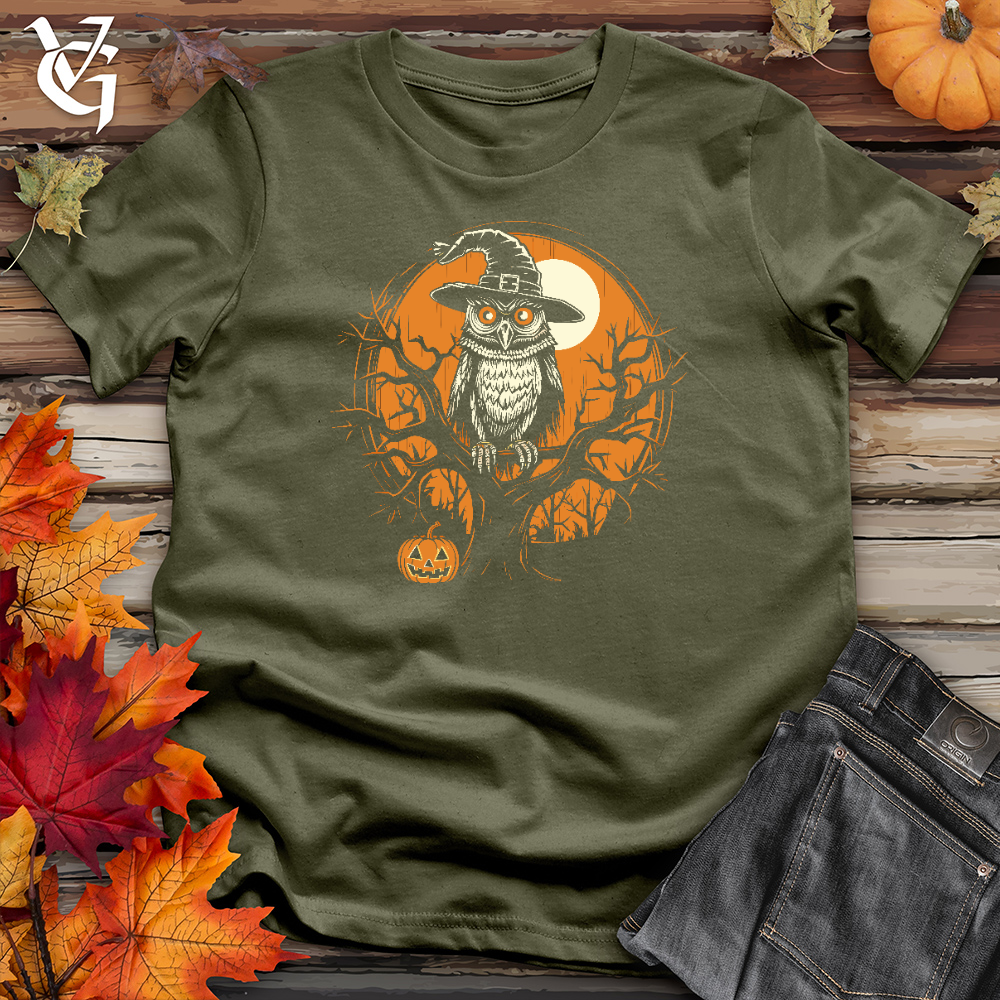 Viking Goods Mystical Owl Witch Hat Cotton Tee Military Green / L