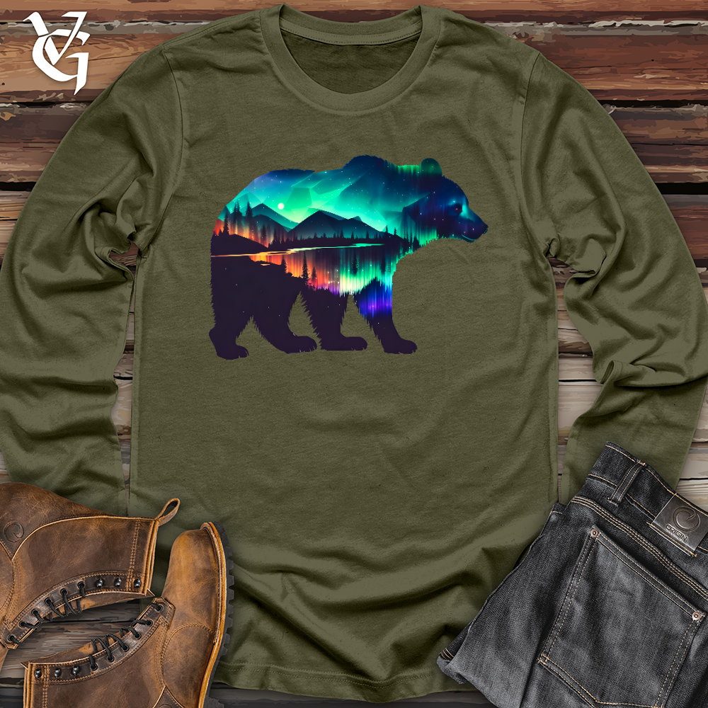 Viking Goods Northern Lights Bear Long Sleeve Military Green / L