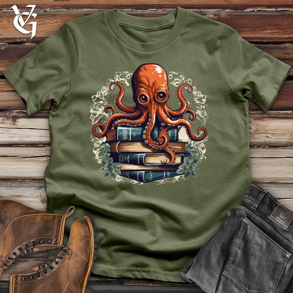 Viking Goods Octopus Book Lover Softstyle Tee Military Green / L