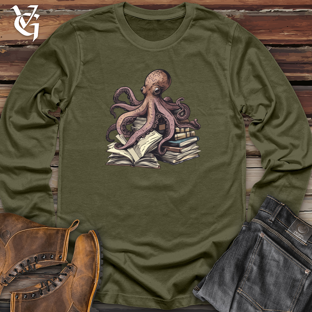Viking Goods Octopus Book Wisdom Long Sleeve Military Green / L