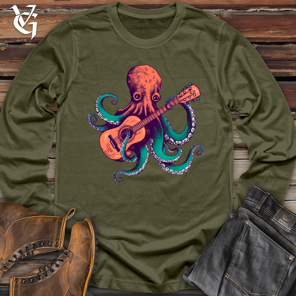 Viking Goods Octopus Guitarist Long Sleeve Tee Military Green / L