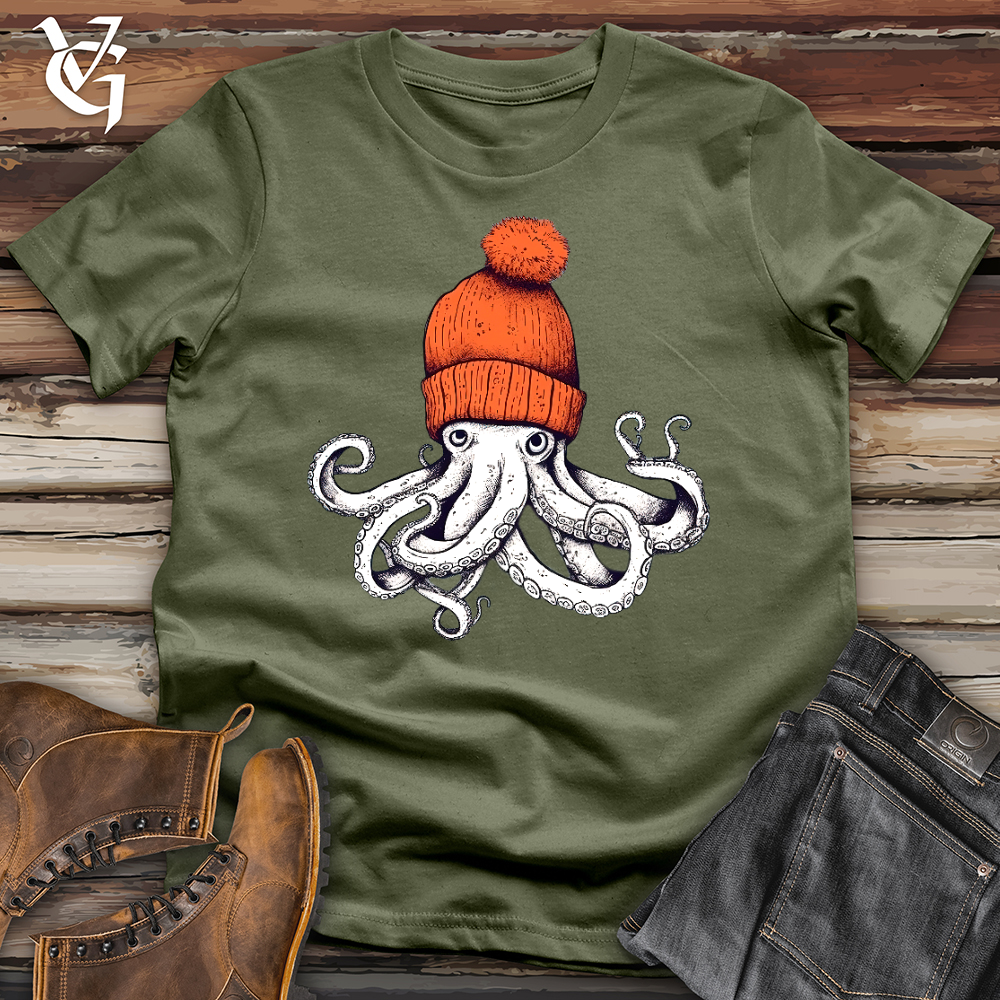 Viking Goods Octopus Orange Beanie Softstyle Tee Military Green / L