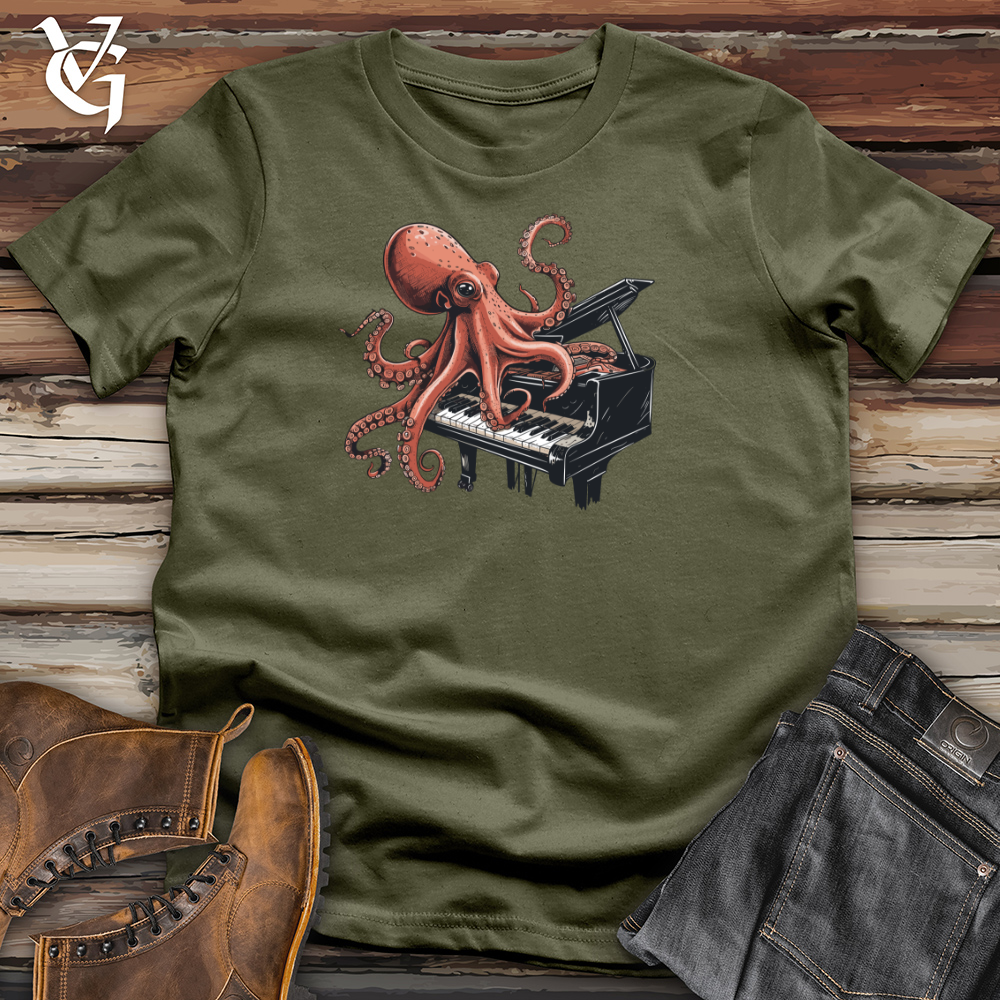 Viking Goods Octopus Piano Melody Cotton Tee Military Green / L