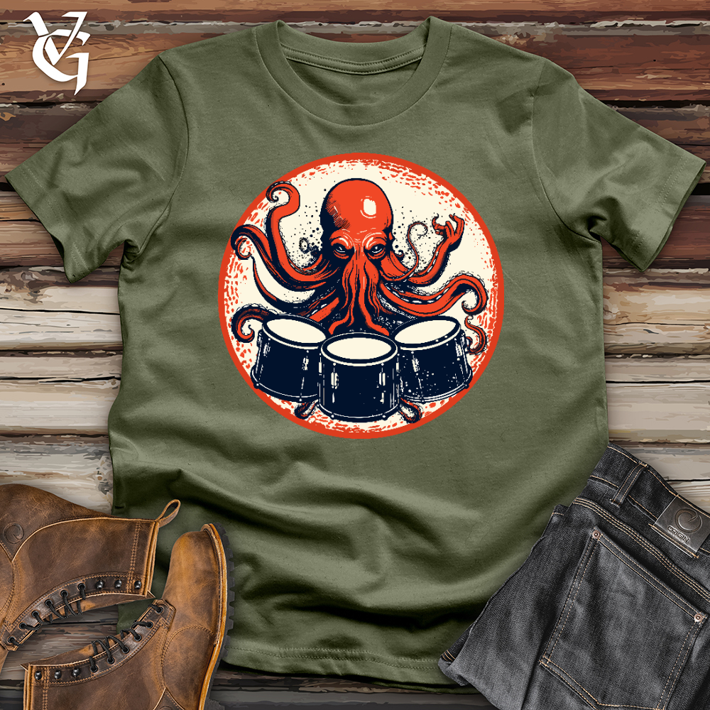 Viking Goods Octopus Playing Drums Softstyle Tee Military Green / L