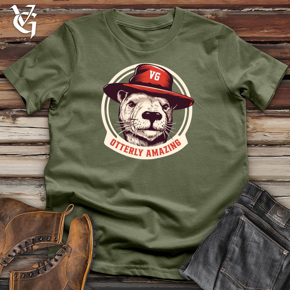 Viking Goods Otter Fedora Flair Softstyle Tee Military Green / L