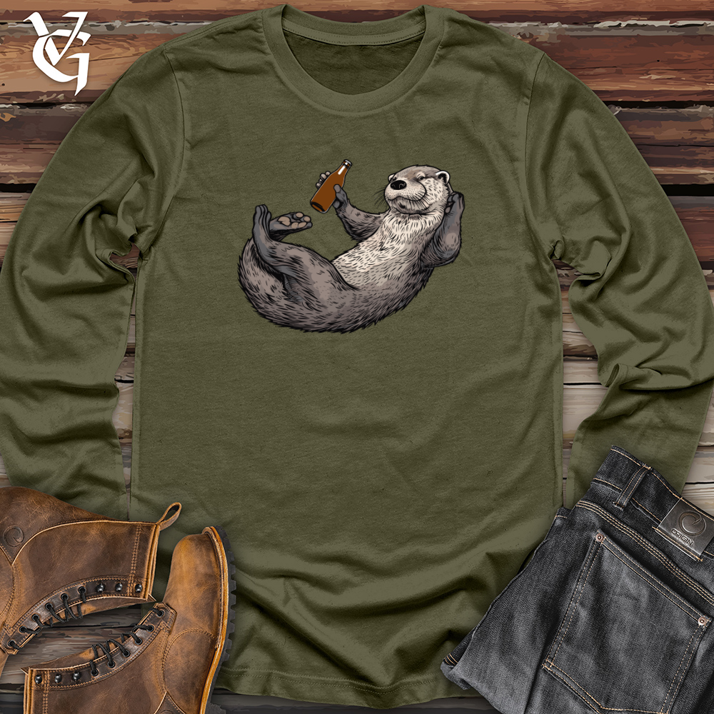 Viking Goods Otter Relaxation Ale Long Sleeve Military Green / L