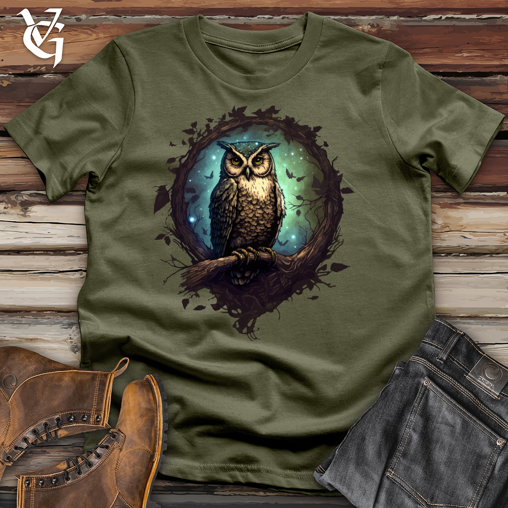 Viking Goods Owl Cosmic Dust Cotton Tee Military Green / L