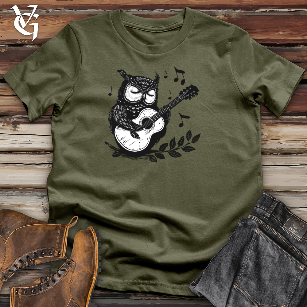 Viking Goods Owl Guitar Serenade Cotton Tee Military Green / L