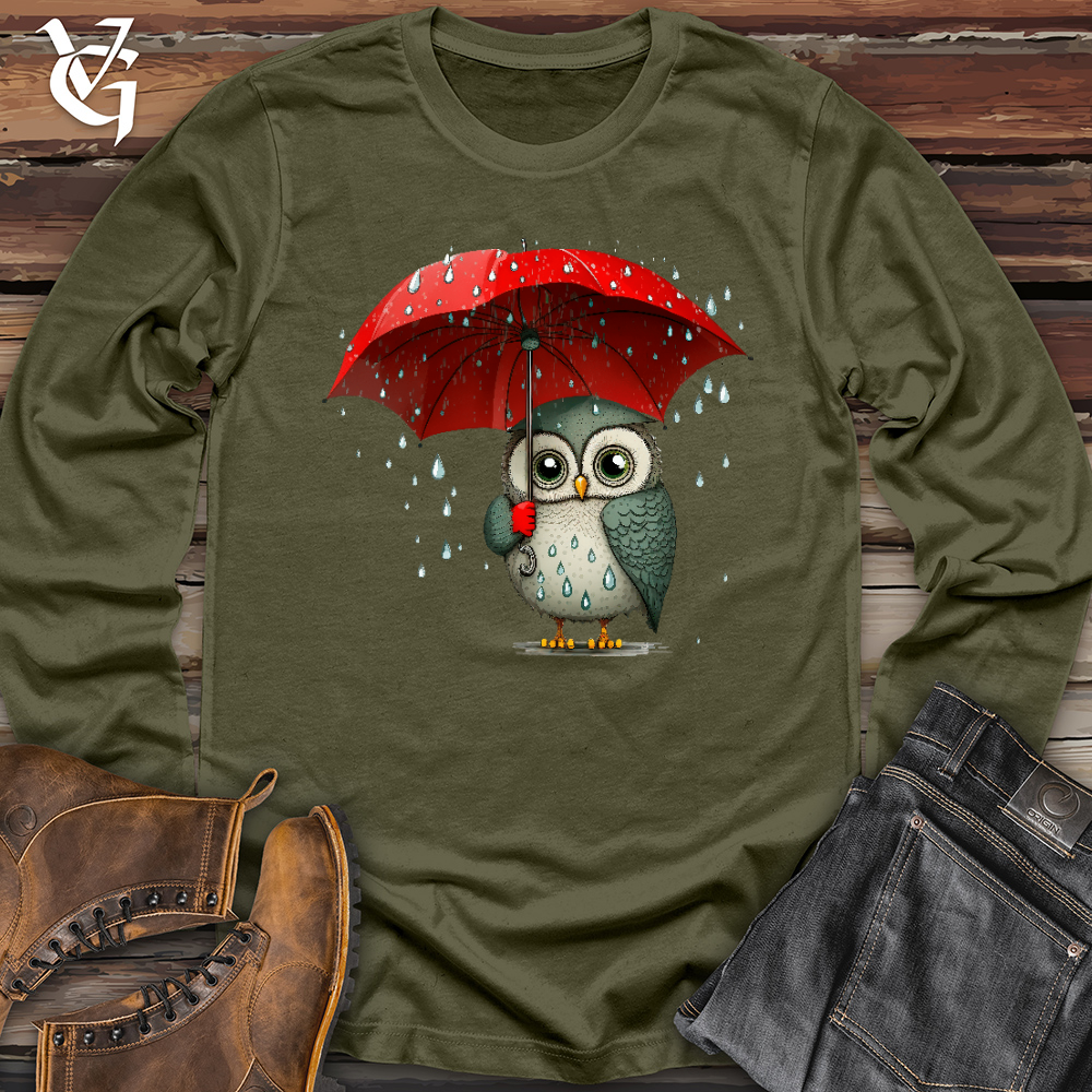 Viking Goods Owl in the Rain Long Sleeve Military Green / L
