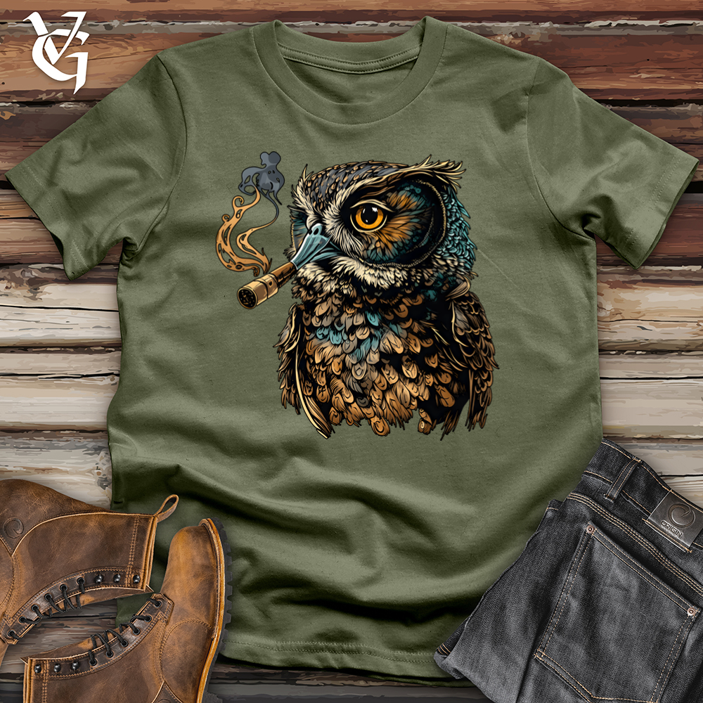 Viking Goods Owl Smoking Pipe Softstyle Tee Military Green / L