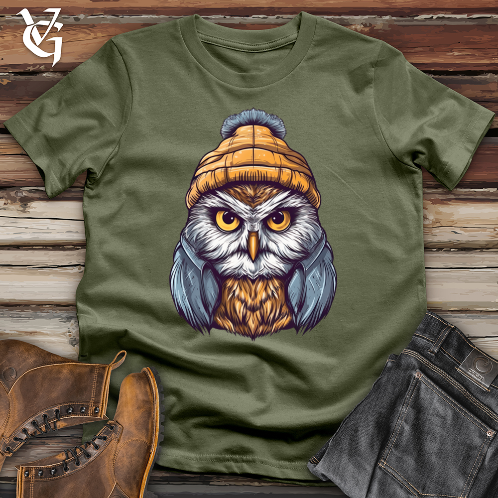 Viking Goods Owl wearing a beanie Softstyle Tee Military Green / L