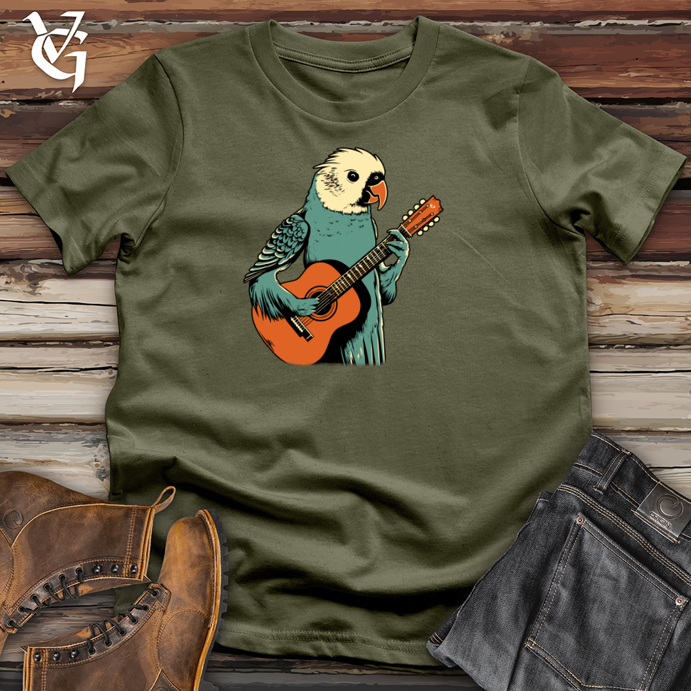 Viking Goods Parakeet Strumming Guitar Cotton Tee Military Green / L