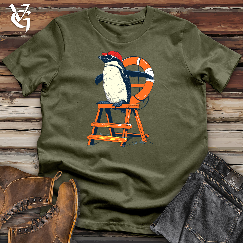 Viking Goods Penguin Lifeguard Duty Cotton Tee Military Green / L