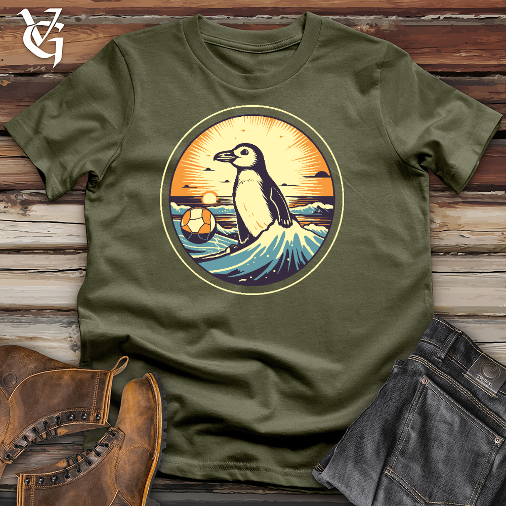 Viking Goods Penguin Playing Volleyball Cotton Tee Military Green / L