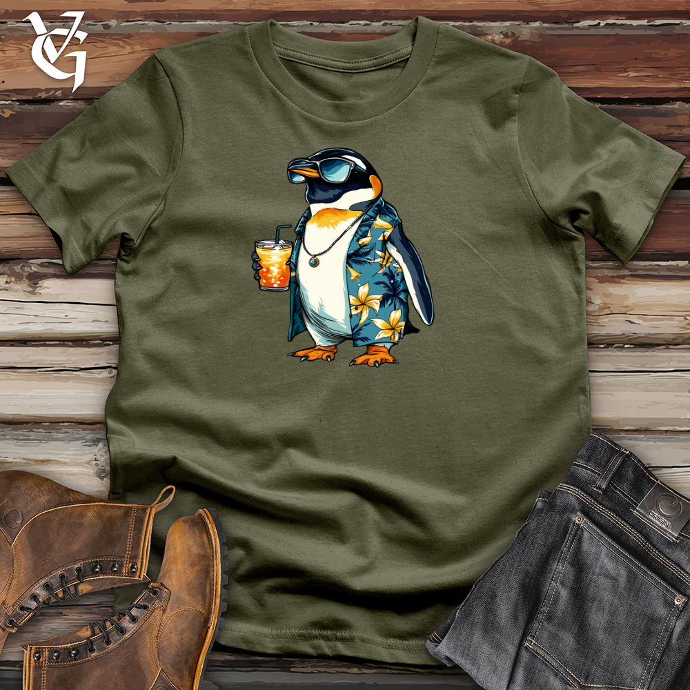 Viking Goods Penguin Vacation Vibes Cotton Tee Military Green / L
