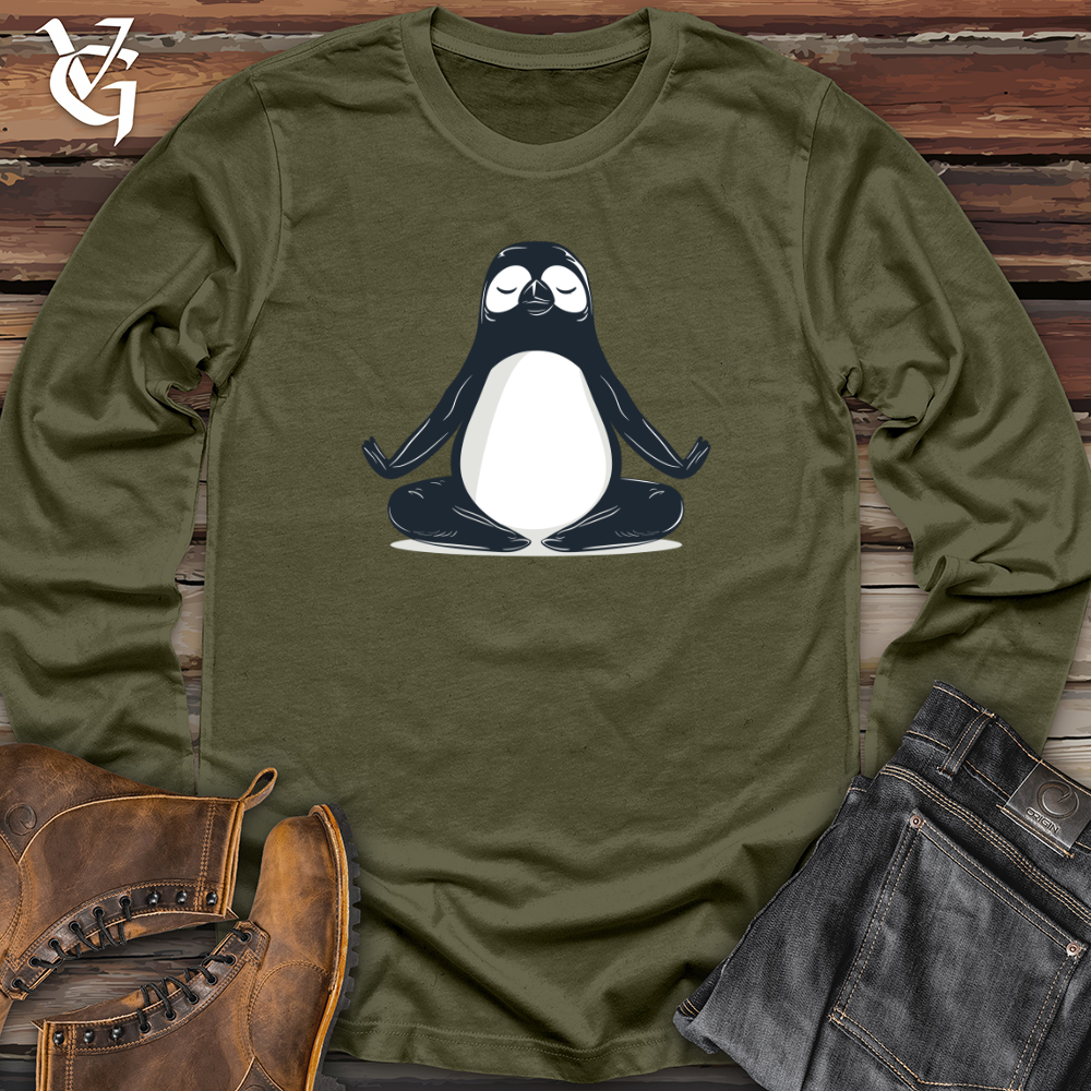 Viking Goods Penguin Zen Pose Long Sleeve Military Green / L