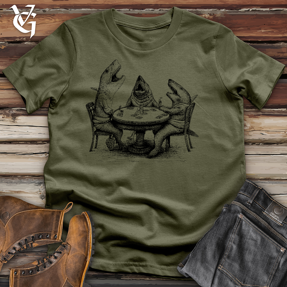 Viking Goods Poker Sharks Cotton Tee Military Green / L
