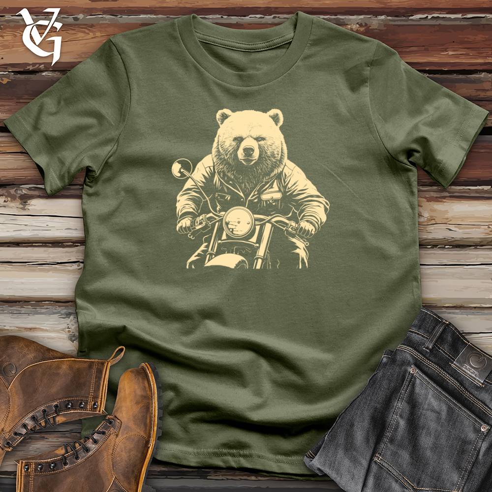 Viking Goods Policeman Bear on Motorcycle Patrol Softstyle Tee Military Green / L