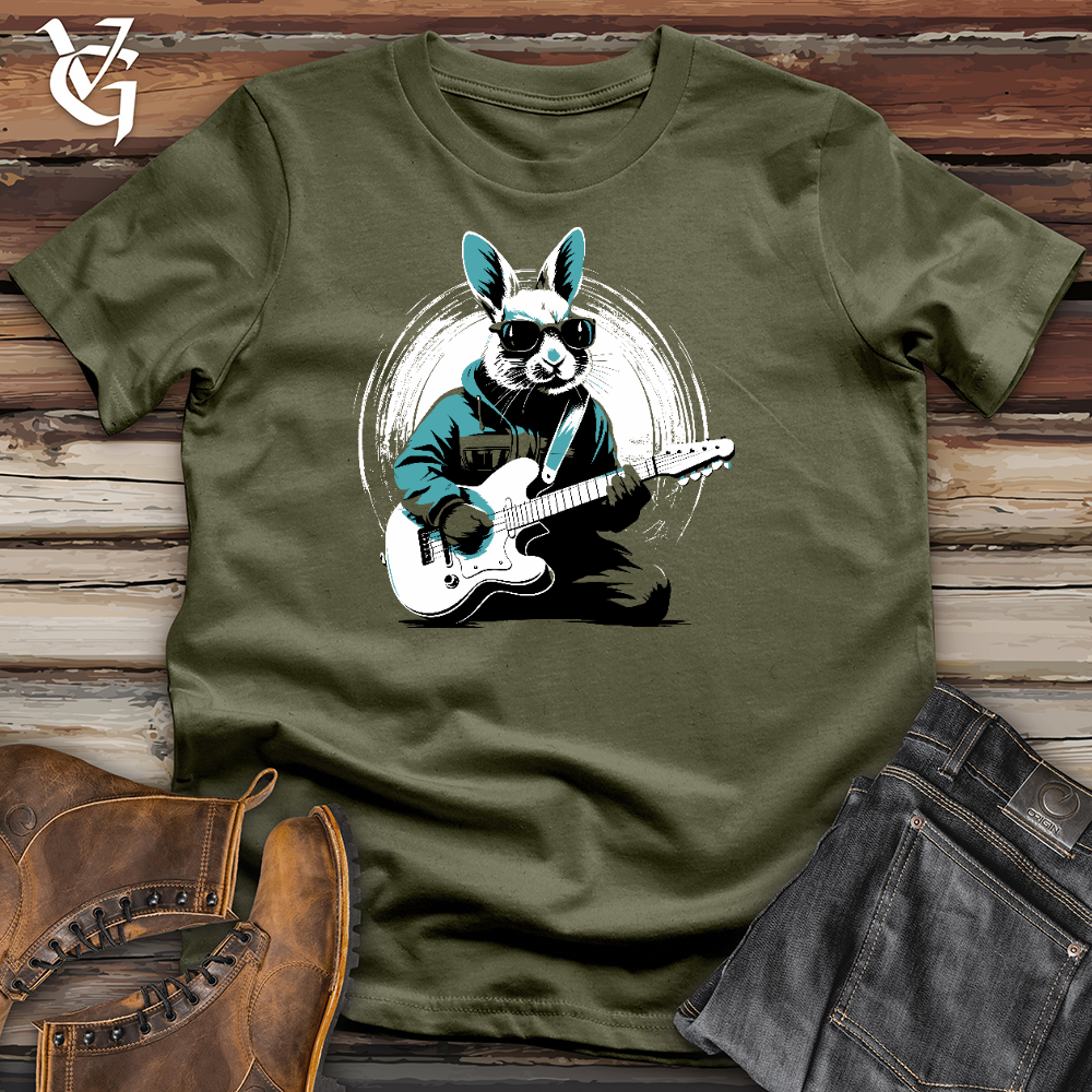 Viking Goods Rabbit Playing Guitar Cotton Tee Military Green / L