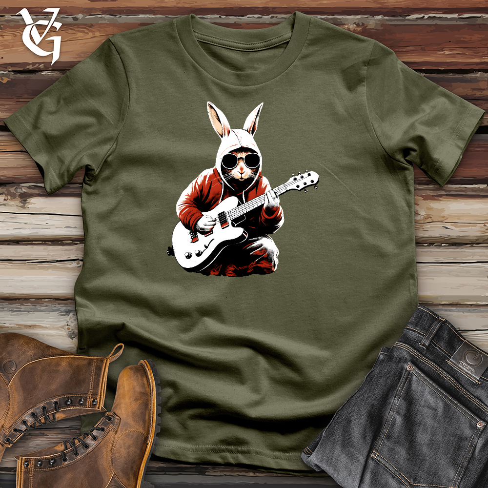 Viking Goods Rabbit Playing With Guitar Cotton Tee Military Green / L