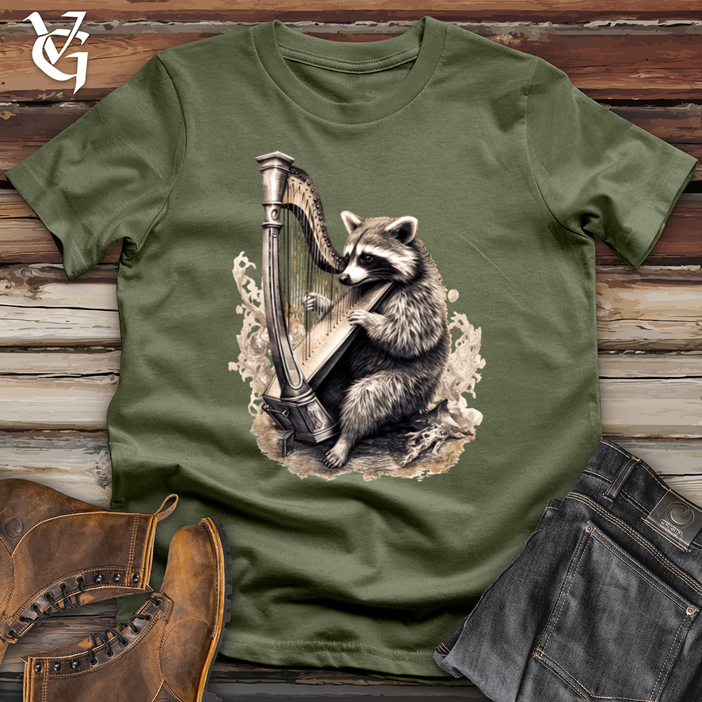 Viking Goods Raccoon Harp Player Softstyle Tee Military Green / L