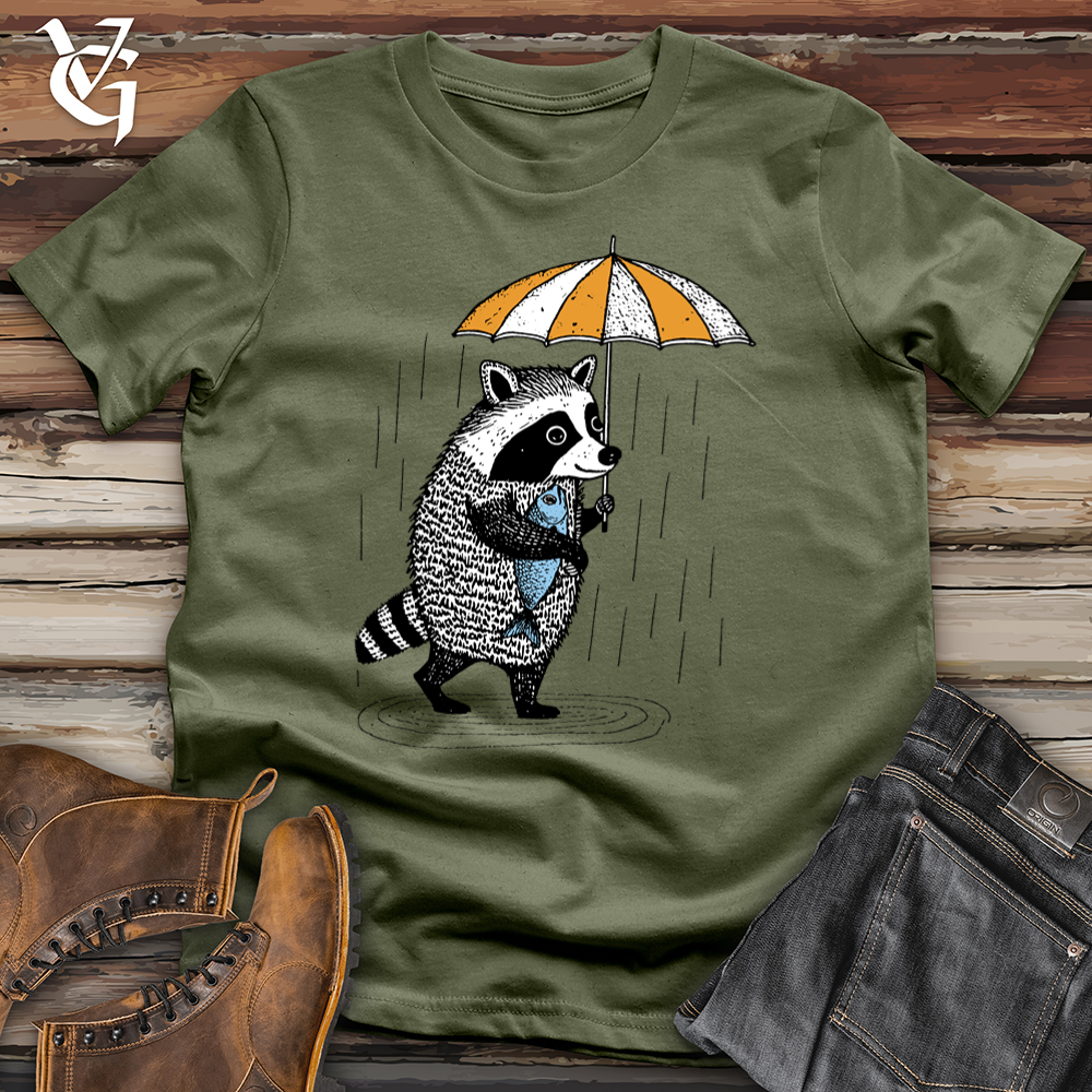 Viking Goods Raccoon In The Rain Softstyle Tee Military Green / L
