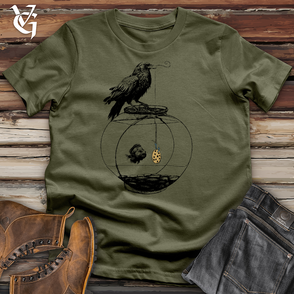 Viking Goods Raven Fishing Cotton Tee Military Green / L