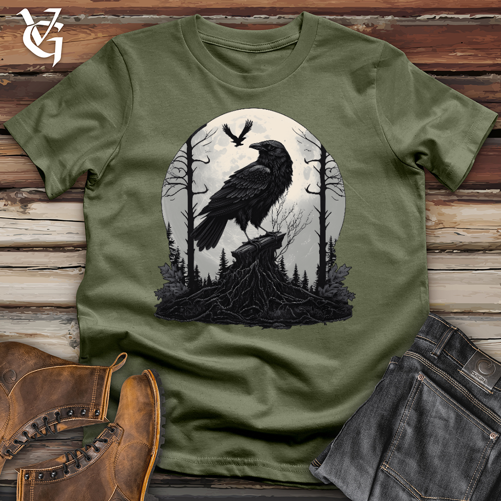 Viking Goods Raven Forest Moon Softstyle Tee Military Green / L