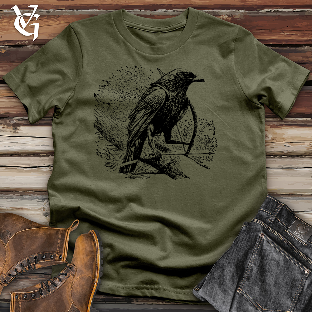 Viking Goods Raven Hood Cotton Tee Military Green / L